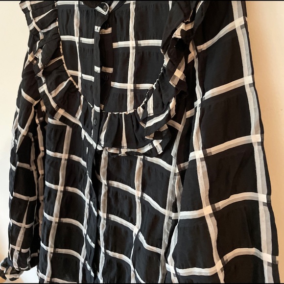 H&M Trend black and white grid pattern blouse sz 2 - Picture 2 of 5